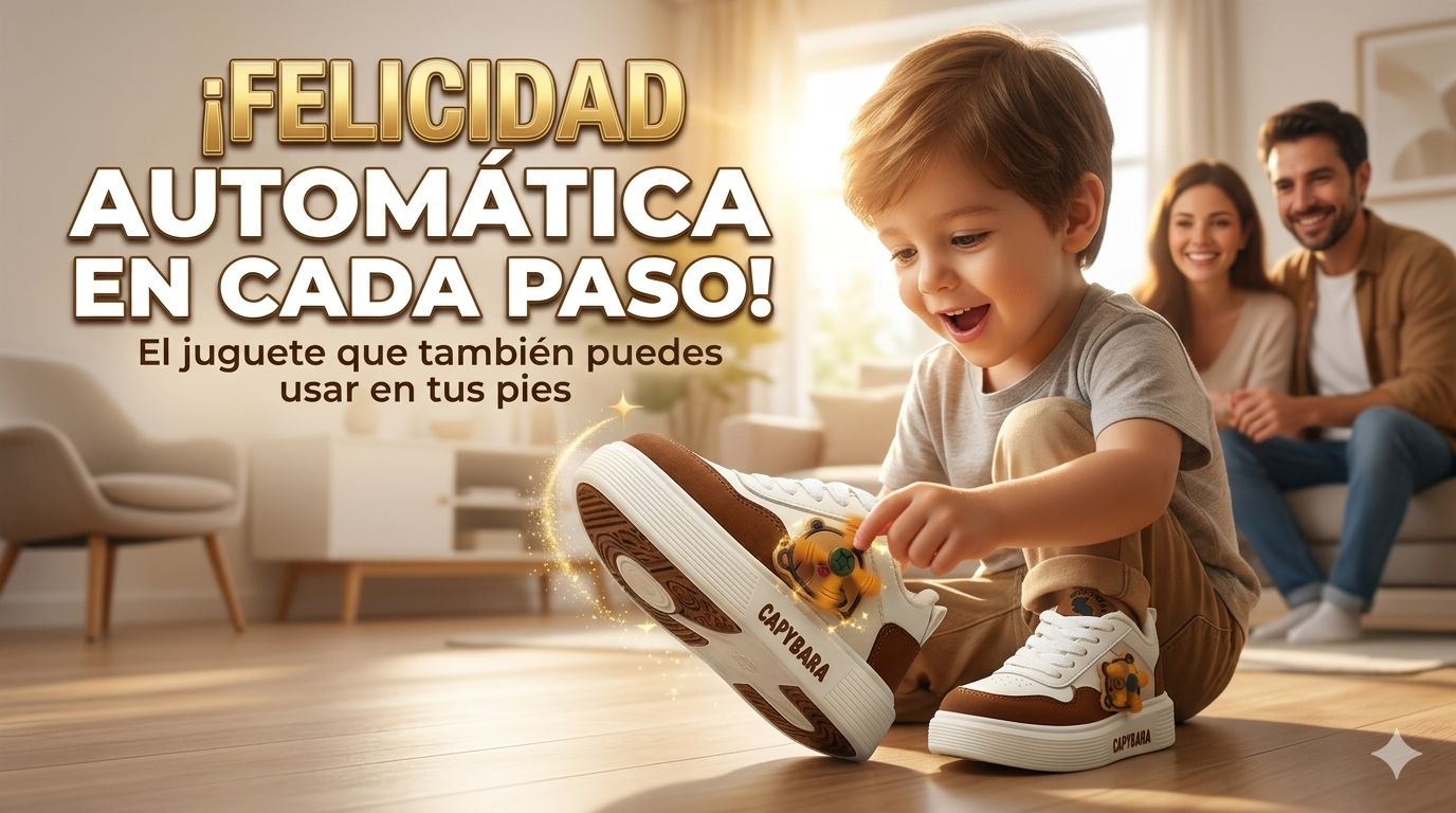 sabemos que al ver feliz a tu hijo, eres feliz, por eso los Tenis Capibara Con Juguete Giratorios son el regalo perfecto
