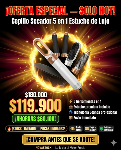 NovaStylist - Cepillo secador 5 en 1 estuche de lujo