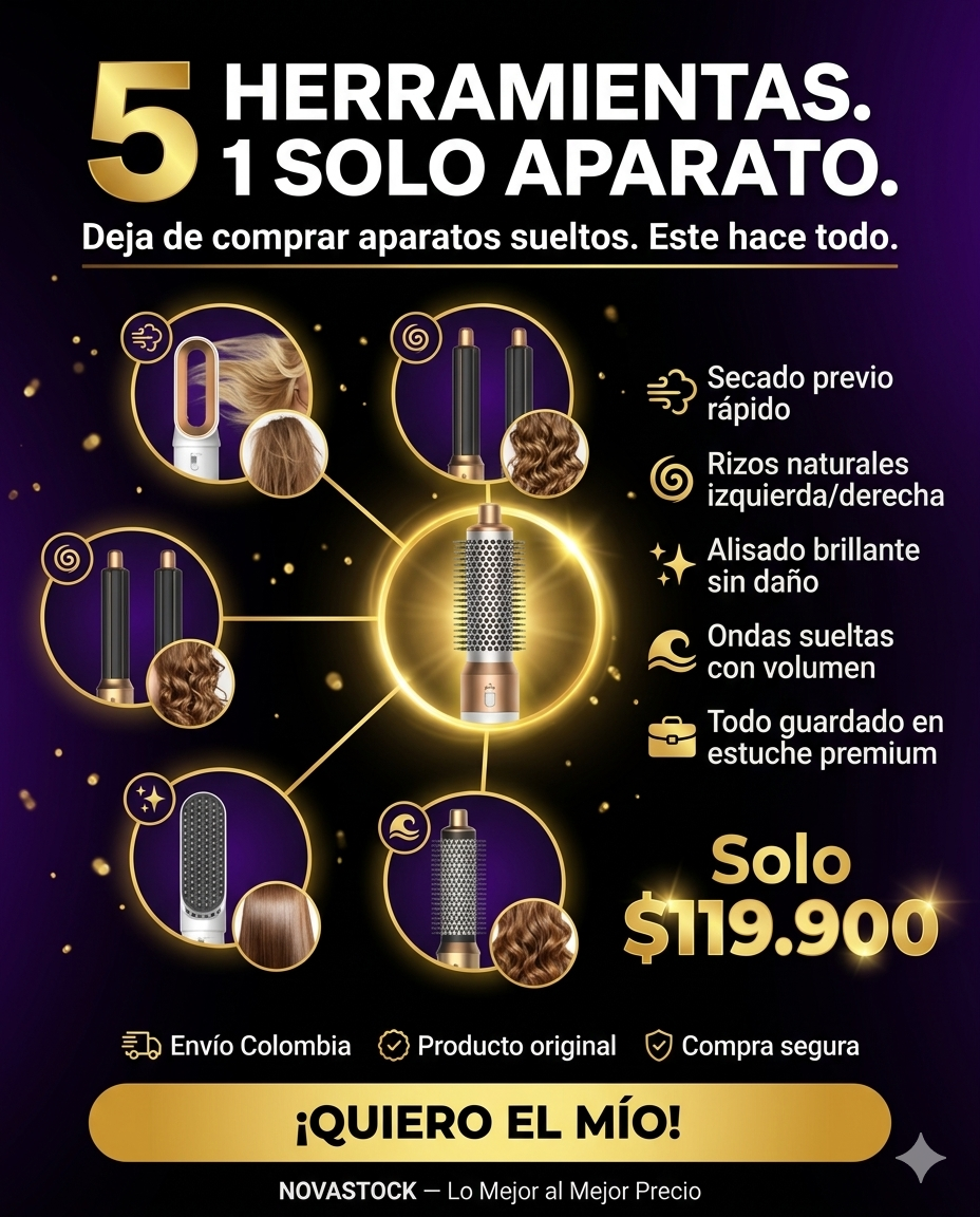 NovaStylist - Cepillo secador 5 en 1 estuche de lujo