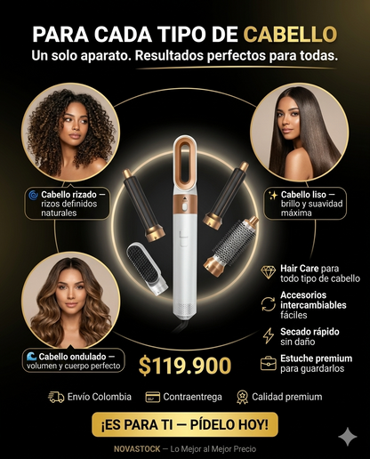 NovaStylist - Cepillo secador 5 en 1 estuche de lujo