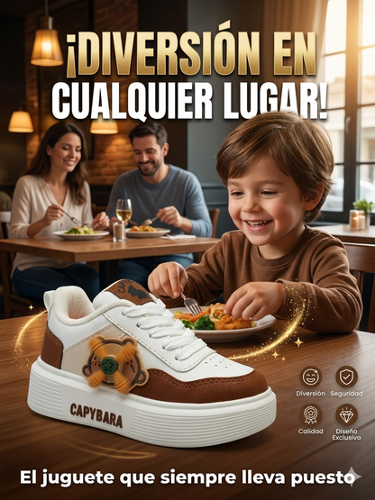 sabemos que al ver feliz a tu hijo, eres feliz, por eso los Tenis Capibara Con Juguete Giratorios son el regalo perfecto