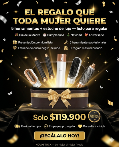 NovaStylist - Cepillo secador 5 en 1 estuche de lujo