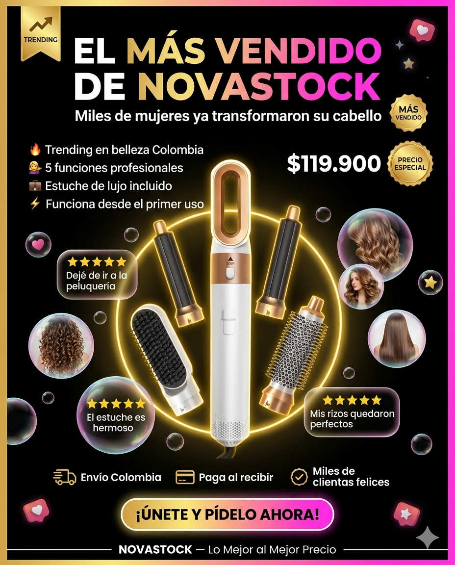 NovaStylist - Cepillo secador 5 en 1 estuche de lujo